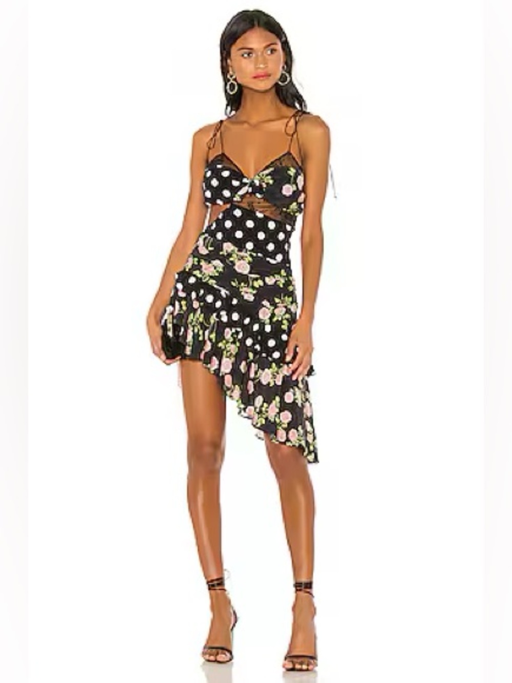 For Love and Lemons The Butterscotch Tank Midi Dress in Noir Roses